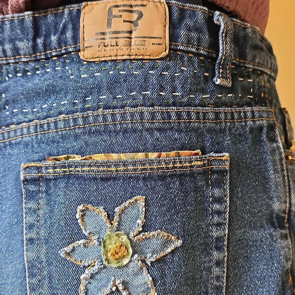 Upcycled Molly Made It Blue & Green Jeans Skirt For Any Age - Picture 11 of 14